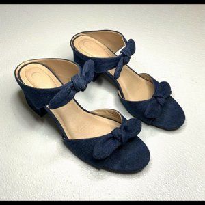 Comfort Est 1946 slide on denim mule sandals cute tie knots on top size 10